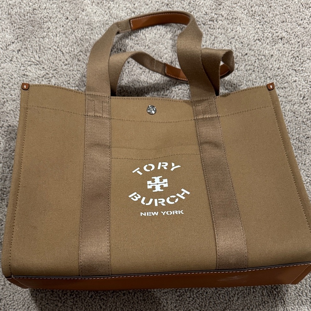 Tory Burch Brown Canvas Tote Bag
